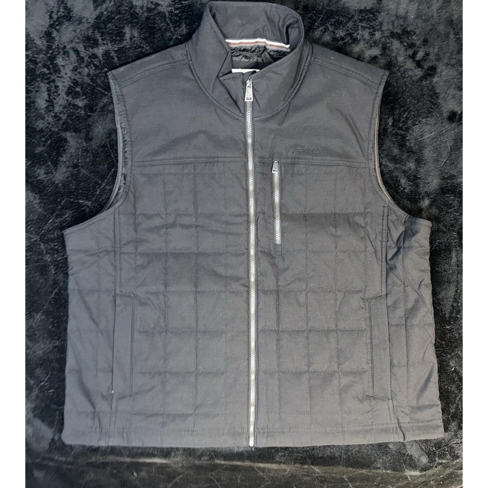 Orvis Men's Black Quilted Vest Full Zip 4 Pockets Insulated Size XXL Clean 225